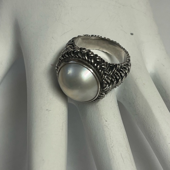 Sara Blaine Sterling Silver Pearl Ring Size 8 - Picture 7 of 10